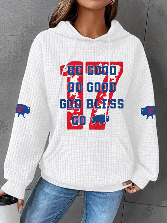 Women's Football Fans Lovers Gameday Casual Waffle Hoodie