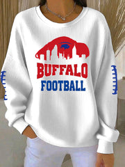 Women's Football Fans Lovers Gameday Printed Vintage Casual Loose Long Sleeve Top