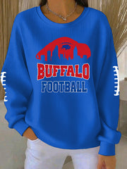 Women's Football Fans Lovers Gameday Printed Vintage Casual Loose Long Sleeve Top