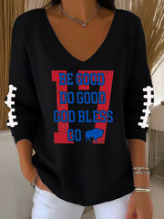 Women's Be Good Do Good God Bless Go Buffalo Football Fans Lovers Gameday Casual Long-Sleeve Top