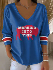 Women's Buffalo Football Lover Printed Casual Tops