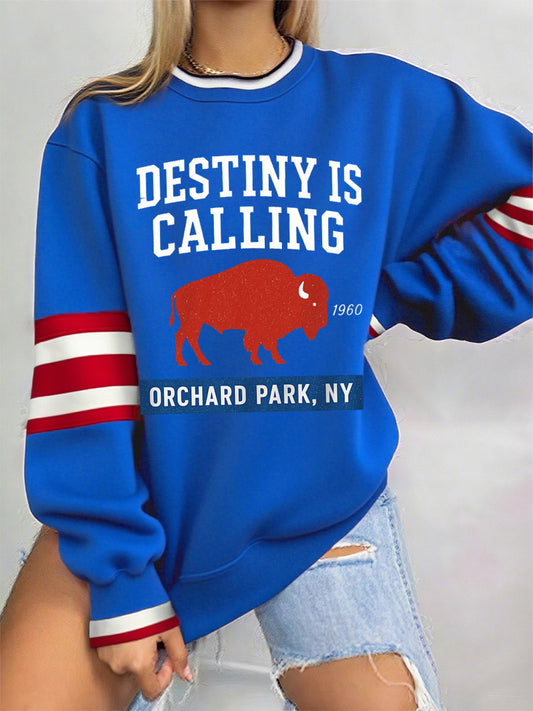 Women's Destiny Is Calling Football Fans Lovers Gameday Casual Sweatshirt