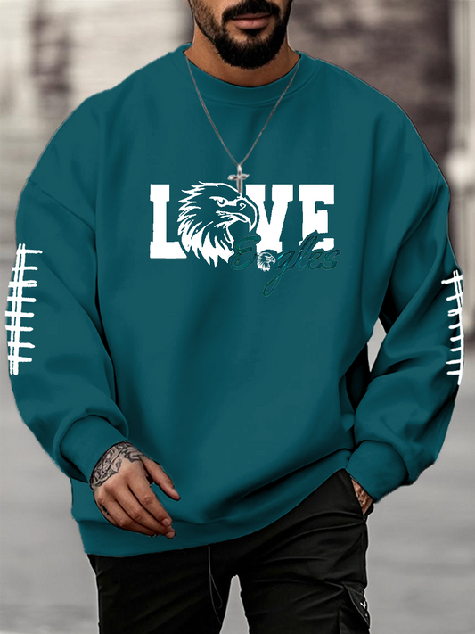 Men's Football Fans Lovers Gameday Casual Crew Neck Sweatshirt