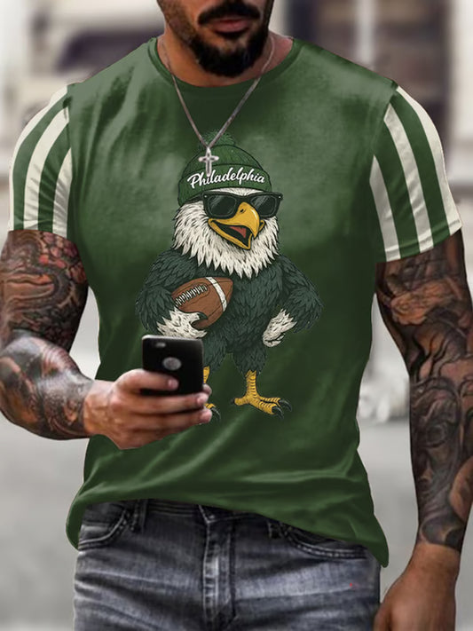 Men's Football Fans Lovers Gameday Casual Crew Neck Short Sleeve T-shirt