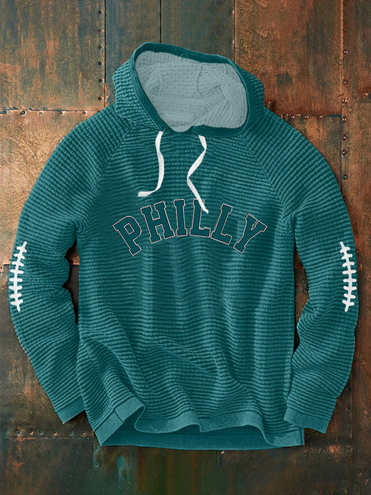 Men's Football Fans Lovers Gameday Casual Waffle Hoodie