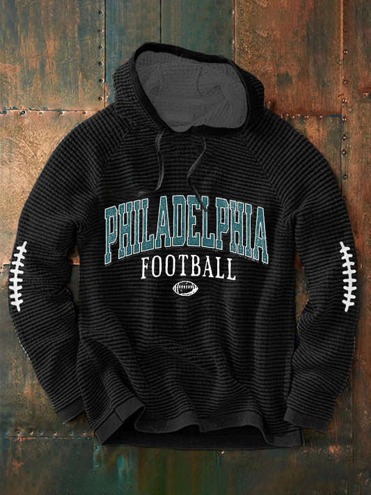 Men's Football Fans Lovers Gameday Casual Waffle Hoodie