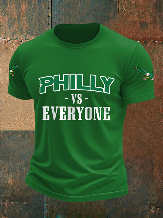 Men's Philly Football Vs Everyone Football Fans Lovers Gameday Casual Tee