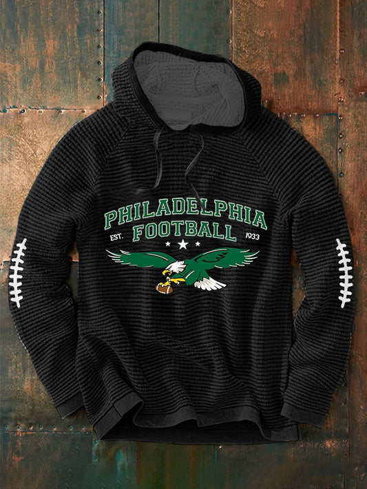 Men's Football Fans Lovers Gameday Casual Waffle Hoodie