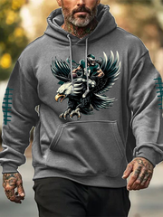 Men's Football Fans Lovers Gameday Casual Oversized Drop-Shoulder Hoodie with Pockets