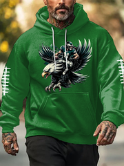 Men's Football Fans Lovers Gameday Casual Oversized Drop-Shoulder Hoodie with Pockets