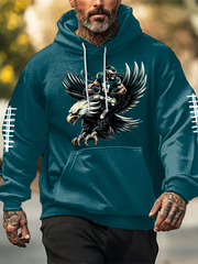 Men's Football Fans Lovers Gameday Casual Oversized Drop-Shoulder Hoodie with Pockets