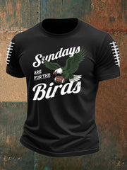 Men's Football Fans Lovers Gameday Casual imitation cotton short-sleeved T-shirt