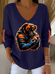 Women's Football Fans Lovers Gameday Casual Long-Sleeve Top