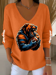 Women's Football Fans Lovers Gameday Casual Long-Sleeve Top