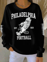 Women's Football Fans Lovers Gameday Printed Casual Loose Long Sleeve Top