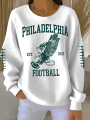 Women's Football Fans Lovers Gameday Printed Casual Loose Long Sleeve Top