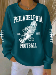 Women's Football Fans Lovers Gameday Printed Casual Loose Long Sleeve Top