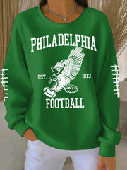 Women's Football Fans Lovers Gameday Printed Casual Loose Long Sleeve Top