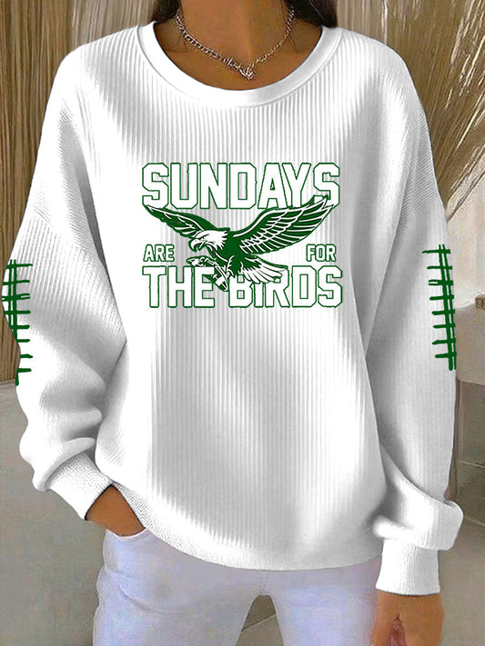 Women's Football Fans Lovers Gameday Printed Casual Loose Long Sleeve Top