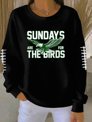 Women's Football Fans Lovers Gameday Printed Casual Loose Long Sleeve Top