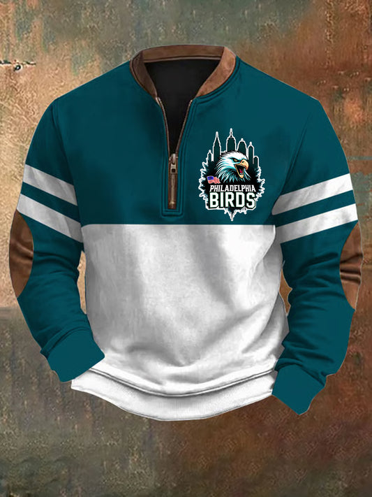 Men's Football Fans Lovers Gameday Casual Zip-Neck Sweatshirt