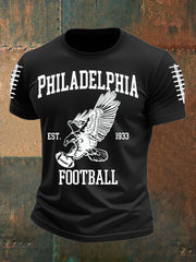 Men's Football Fans Lovers Gameday Casual imitation cotton short-sleeved T-shirt