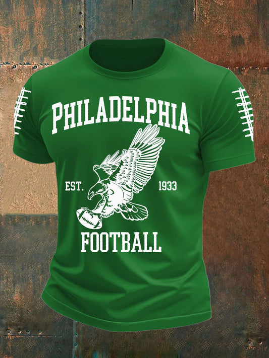 Men's Football Fans Lovers Gameday Casual imitation cotton short-sleeved T-shirt