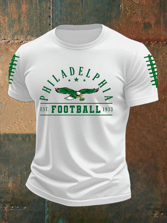 Men's Football Fans Lovers Gameday Casual imitation cotton short-sleeved T-shirt