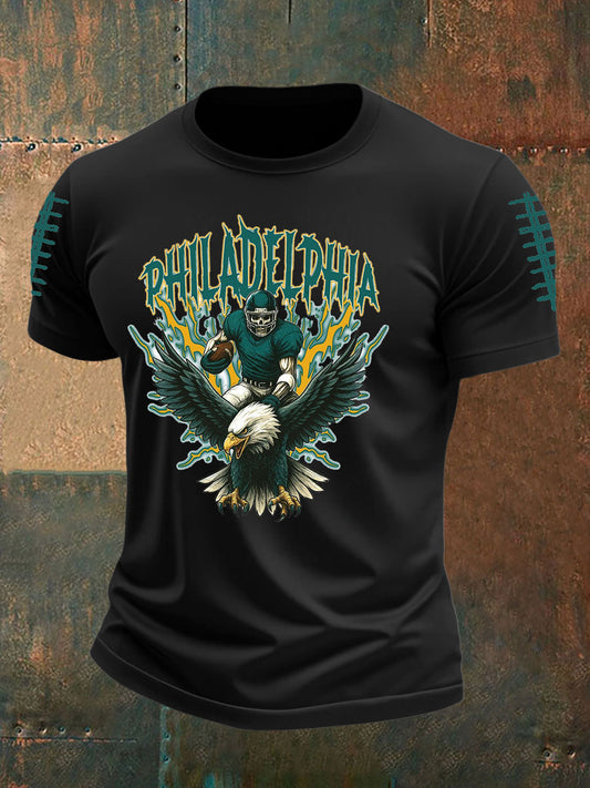 Men's Football Fans Lovers Gameday Casual imitation cotton short-sleeved T-shirt