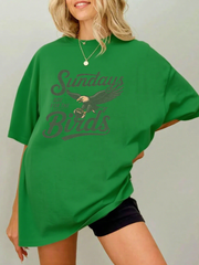 Women's Football Fans Lovers Gameday Casual imitation cotton short-sleeved T-shirt