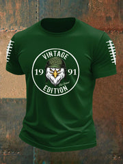 Men's Football Fans Lovers Gameday Casual imitation cotton short-sleeved T-shirt