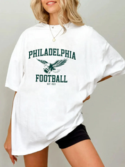 Women's Football Fans Lovers Gameday Casual imitation cotton short-sleeved T-shirt
