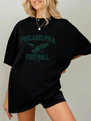 Women's Football Fans Lovers Gameday Casual imitation cotton short-sleeved T-shirt