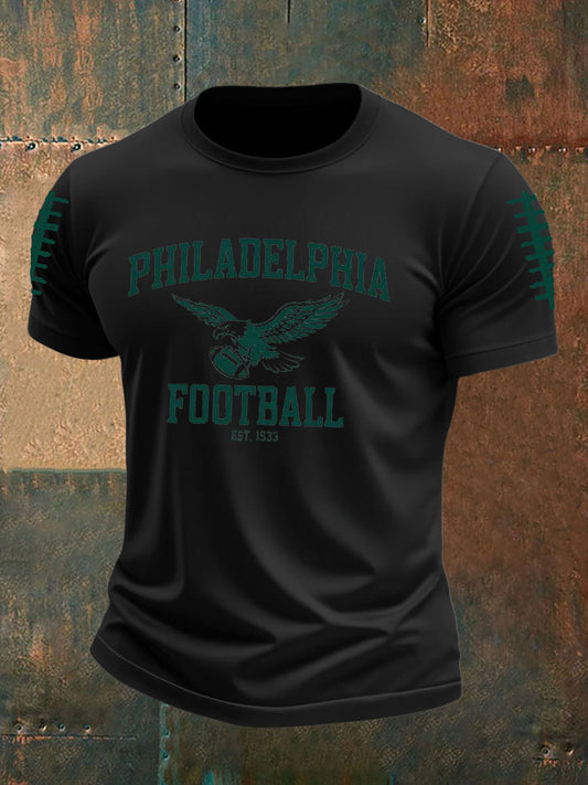 Men's Football Fans Lovers Gameday Casual imitation cotton short-sleeved T-shirt