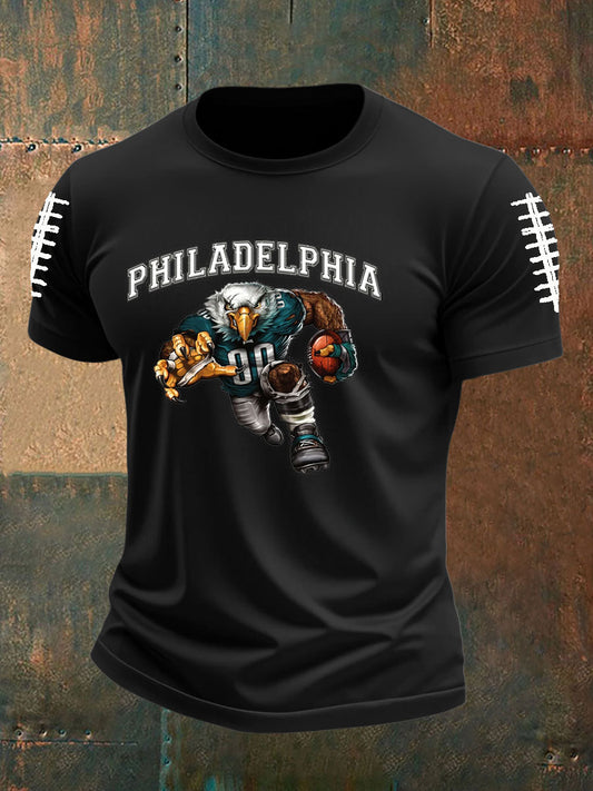 Men's Football Fans Lovers Gameday Casual imitation cotton short-sleeved T-shirt