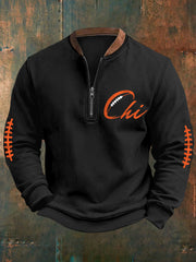 Men's Football Fans Lovers Gameday Casual Zipper Sweatshirt