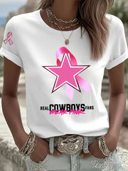 Women's Breast Cancer Awareness Printed Casual T-Shirt