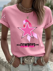 Women's Breast Cancer Awareness Printed Casual T-Shirt