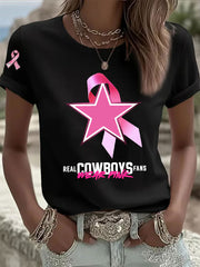 Women's Breast Cancer Awareness Printed Casual T-Shirt