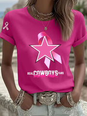 Women's Breast Cancer Awareness Printed Casual T-Shirt
