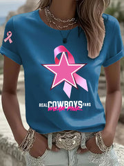 Women's Breast Cancer Awareness Printed Casual T-Shirt