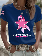 Women's Breast Cancer Awareness Printed Casual T-Shirt