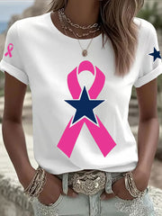 Women's Breast Cancer Awareness Printed Casual T-Shirt