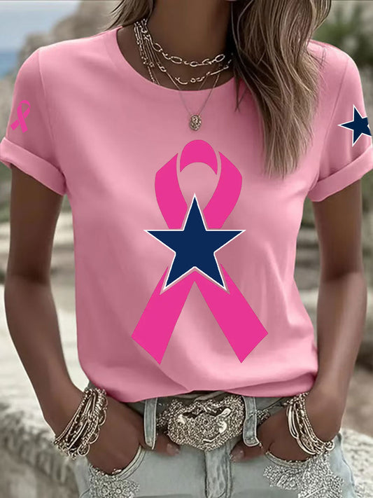 Women's Breast Cancer Awareness Printed Casual T-Shirt