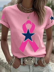 Women's Breast Cancer Awareness Printed Casual T-Shirt