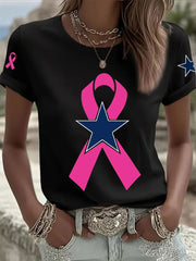 Women's Breast Cancer Awareness Printed Casual T-Shirt