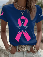 Women's Breast Cancer Awareness Printed Casual T-Shirt