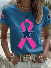 Women's Breast Cancer Awareness Printed Casual T-Shirt