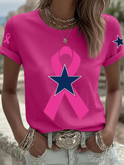Women's Breast Cancer Awareness Printed Casual T-Shirt
