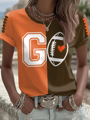 Women's Football Fans Lovers Gameday Casual short-sleeved T-shirt